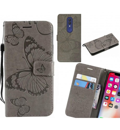 Alcatel 1x Case Embossed Butterfly Wallet Leather Case - Grey