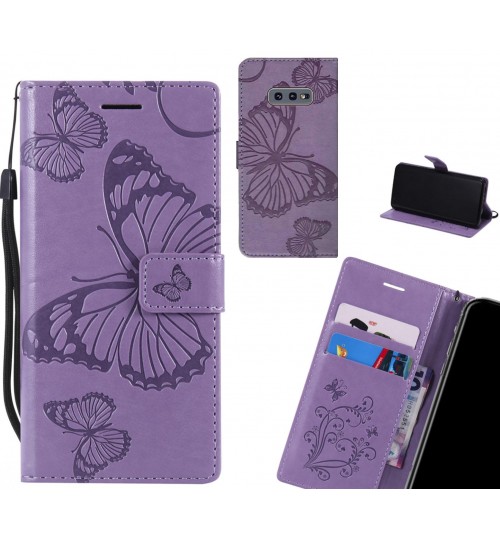 Galaxy S10e Case Embossed Butterfly Wallet Leather Case - Purple