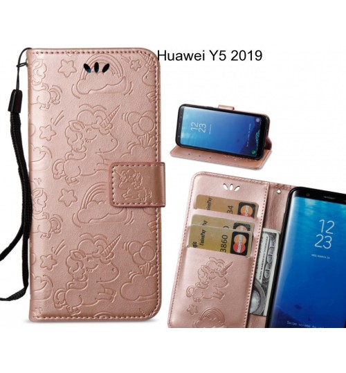Huawei Y5 2019  Case Leather Wallet Case Embossed Unicon Pattern - Rose Gold