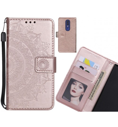 Alcatel 1x Case Mandala Embossed Leather Wallet Case - Rose Gold