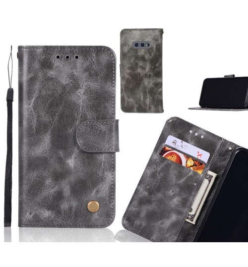 Galaxy S10e Case Vintage Fine Leather Wallet Case - Grey