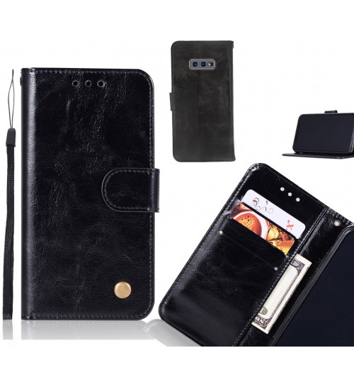 Galaxy S10e Case Vintage Fine Leather Wallet Case - Black
