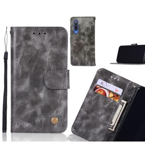 Xiaomi Mi 9 Se Case Vintage Fine Leather Wallet Case - Grey