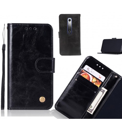 Vodafone N10 Case Vintage Fine Leather Wallet Case - Black