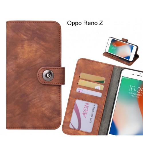 Oppo Reno Z Case Retro Leather Wallet Case - Brown
