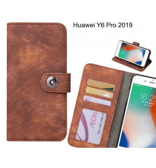Huawei Y6 Pro 2019 Case Retro Leather Wallet Case - Brown