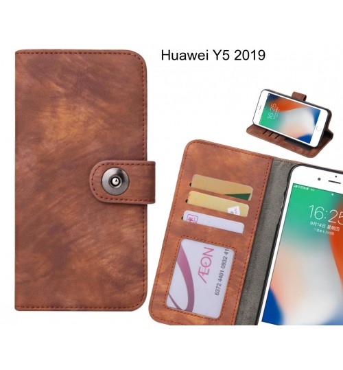Huawei Y5 2019 Case Retro Leather Wallet Case - Brown