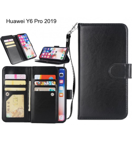 Huawei Y6 Pro 2019 Case Triple Wallet Leather Case 9 Card Slots - Black