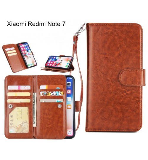 Xiaomi Redmi Note 7 Case Triple Wallet Leather Case 9 Card Slots - Brown