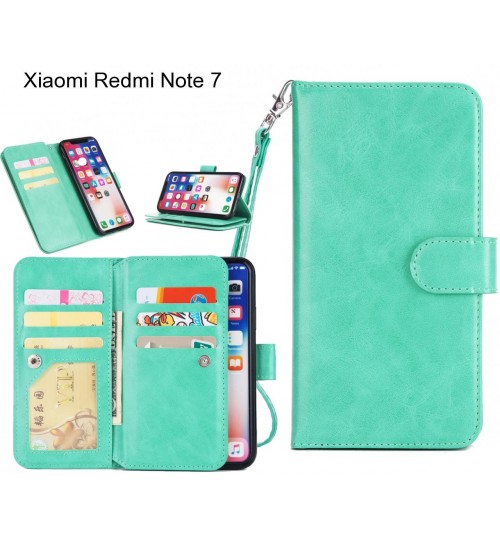 Xiaomi Redmi Note 7 Case Triple Wallet Leather Case 9 Card Slots - Green