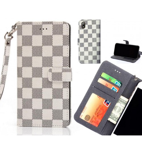 Huawei Y5 2019 Case Grid Wallet Leather Case - White