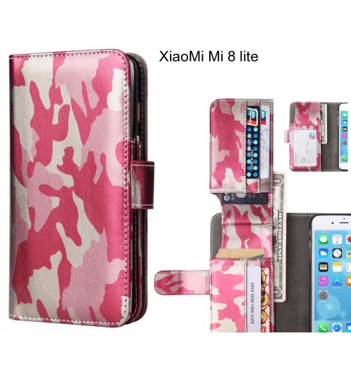 Xiaomi Mi 8 Lite  Case Wallet Leather Flip Case 7 Card Slots - Pink