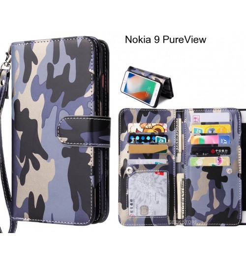 Nokia 9 PureView  Case Multi function Wallet Leather Case Camouflage