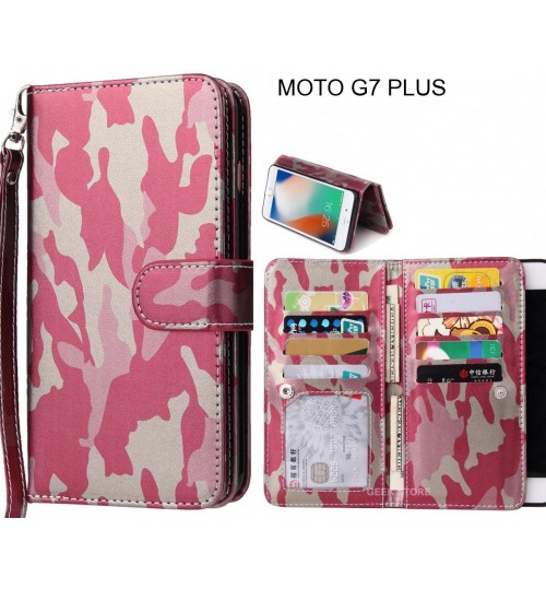 MOTO G7 PLUS  Case Multi function Wallet Leather Case Camouflage