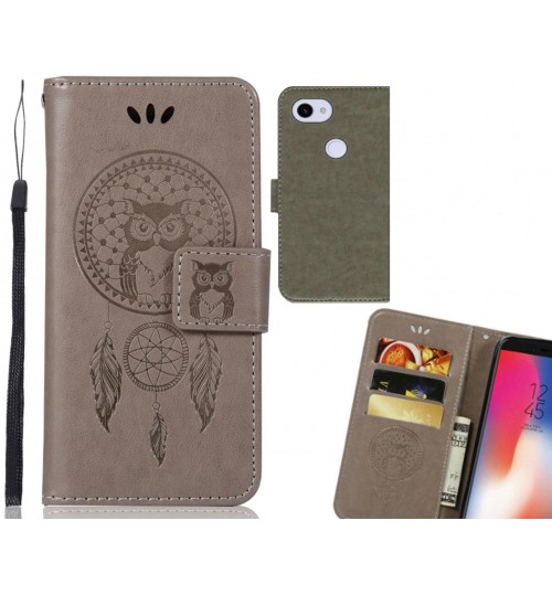 Google Pixel 3a  Case Embossed leather wallet case owl