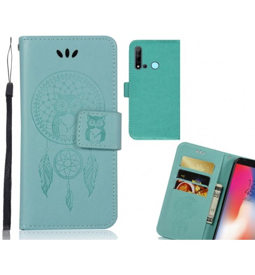 Huawei nova 5i  Case Embossed leather wallet case owl