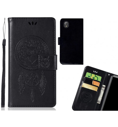 Vodafone E9  Case Embossed leather wallet case owl