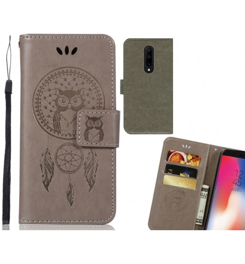 OnePlus 7 Pro  Case Embossed leather wallet case owl