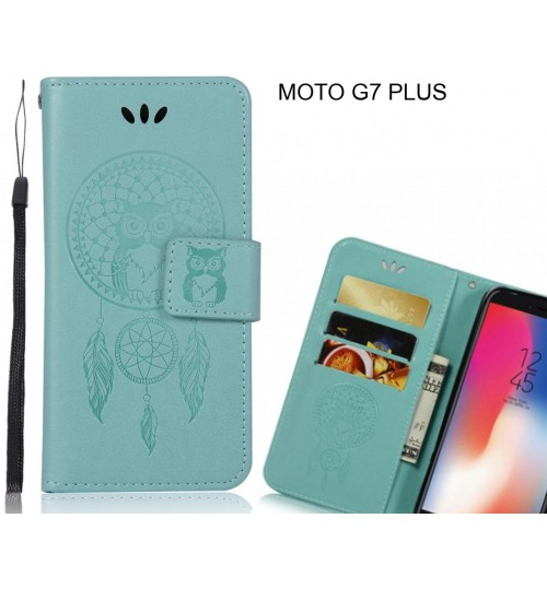 MOTO G7 PLUS  Case Embossed leather wallet case owl