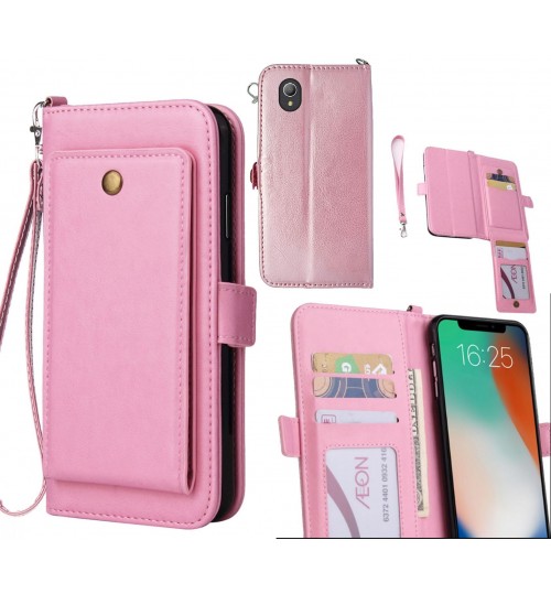 Vodafone E9  Case Retro Leather Wallet Case - Pink