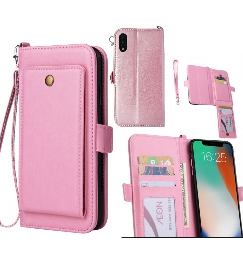 Huawei Y6 Pro 2019  Case Retro Leather Wallet Case - Pink
