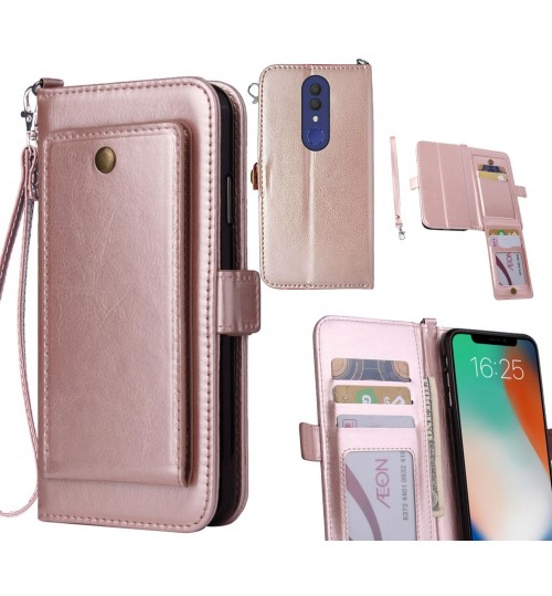 Alcatel 1x  Case Retro Leather Wallet Case - Rose Gold