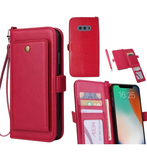 Galaxy S10e  Case Retro Leather Wallet Case - Hot Pink