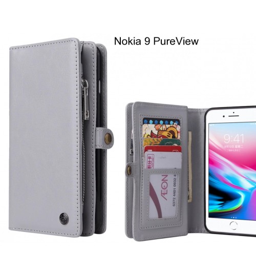 Nokia 9 PureView  Case Retro leather case multi cards cash pocket & zip