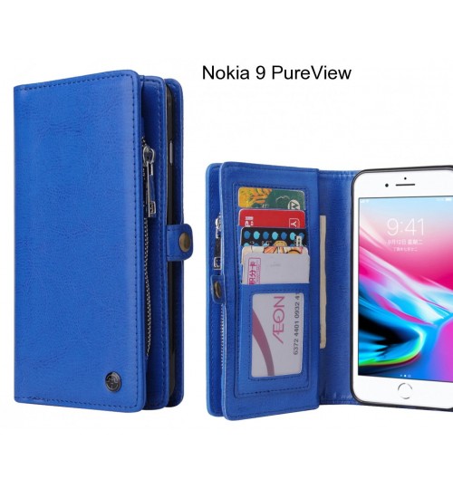 Nokia 9 PureView  Case Retro leather case multi cards cash pocket & zip