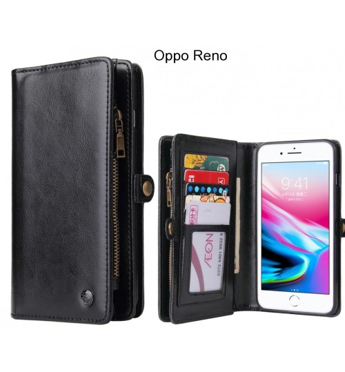 Oppo Reno  Case Retro leather case multi cards cash pocket & zip