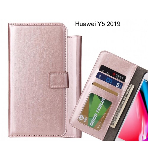 Huawei Y5 2019 Case Fine Leather Wallet Case - Rose Gold