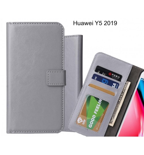 Huawei Y5 2019 Case Fine Leather Wallet Case - Grey