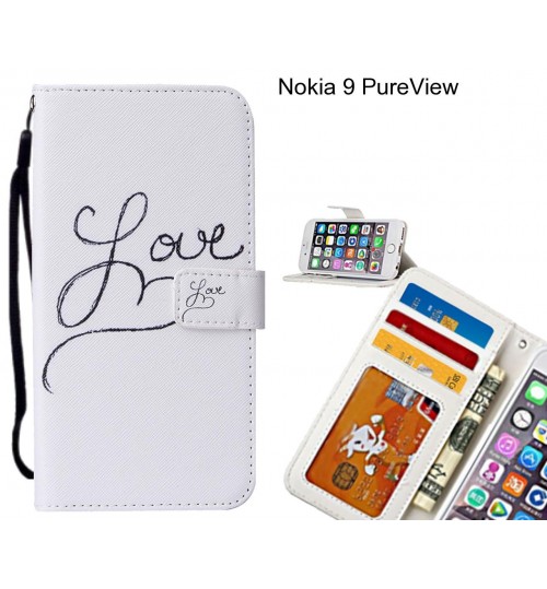 Nokia 9 PureView case 3 card leather wallet case printed ID