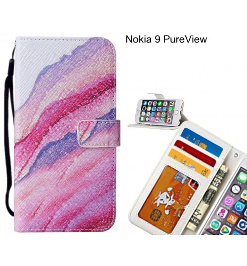 Nokia 9 PureView case 3 card leather wallet case printed ID