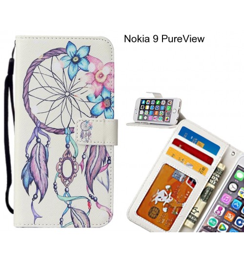 Nokia 9 PureView case 3 card leather wallet case printed ID