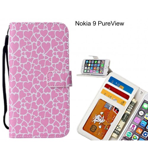 Nokia 9 PureView case 3 card leather wallet case printed ID