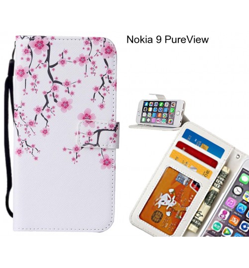 Nokia 9 PureView case 3 card leather wallet case printed ID