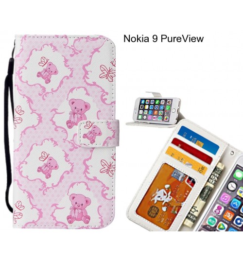 Nokia 9 PureView case 3 card leather wallet case printed ID