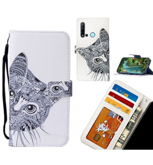 Huawei nova 5i case 3 card leather wallet case printed ID