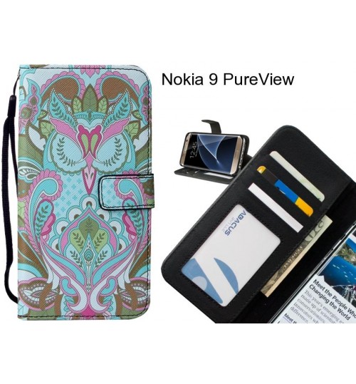 Nokia 9 PureView case 3 card leather wallet case printed ID