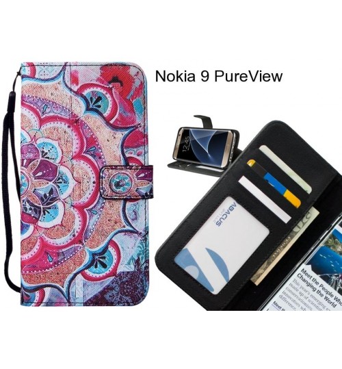 Nokia 9 PureView case 3 card leather wallet case printed ID