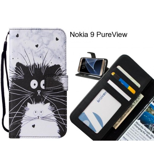 Nokia 9 PureView case 3 card leather wallet case printed ID