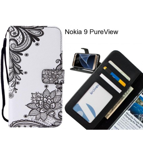 Nokia 9 PureView case 3 card leather wallet case printed ID