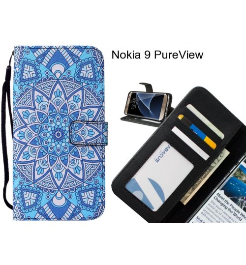 Nokia 9 PureView case 3 card leather wallet case printed ID