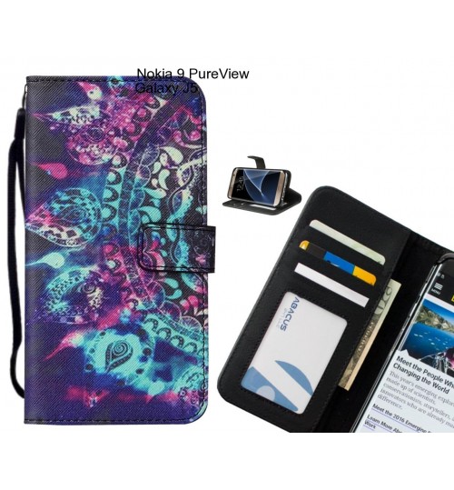 Nokia 9 PureView case 3 card leather wallet case printed ID