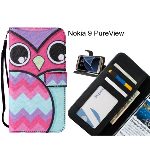 Nokia 9 PureView case 3 card leather wallet case printed ID