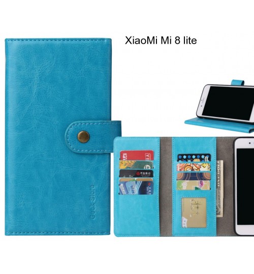 Xiaomi Mi 8 Lite 9 Card Slots Wallet Leather Case Folding Stand - Blue