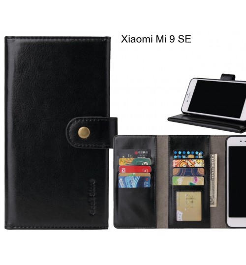 Xiaomi Mi 9 Se 9 Card Slots Wallet Leather Case Folding Stand - Black