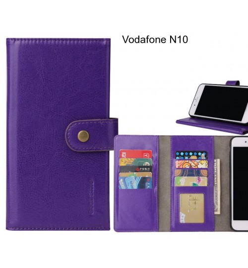 Vodafone N10 9 Card Slots Wallet Leather Case Folding Stand - Purple