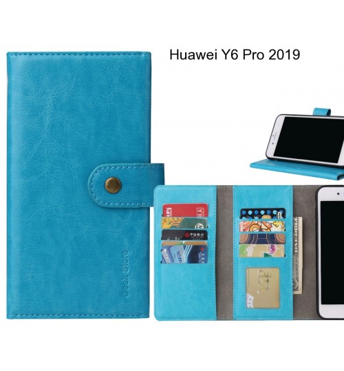 Huawei Y6 Pro 2019 9 Card Slots Wallet Leather Case Folding Stand - Blue